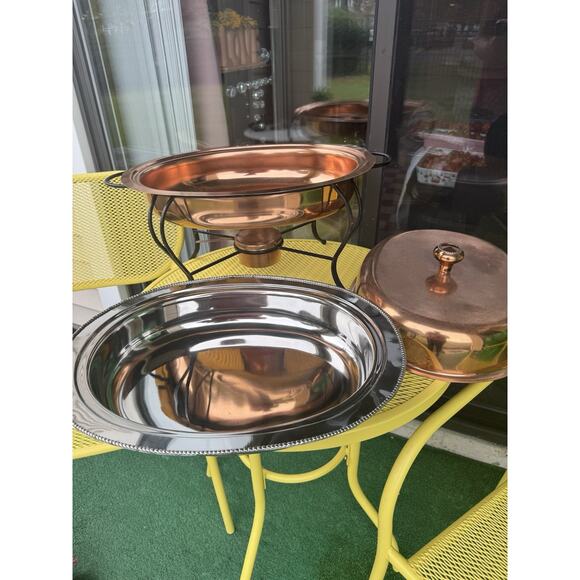 Copper Chafing Dish Serveware Thanksgiving Chafer Warming Tray - Picture 5 of 9